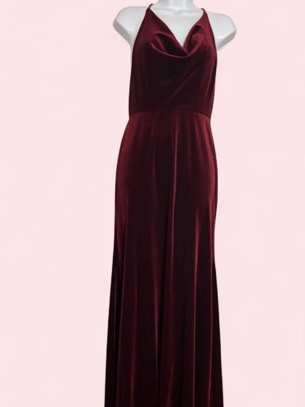 Jenny Yoo Collection Sullivan Red Burgundy Velvet Cowl Neck Maxi Dress Size 4